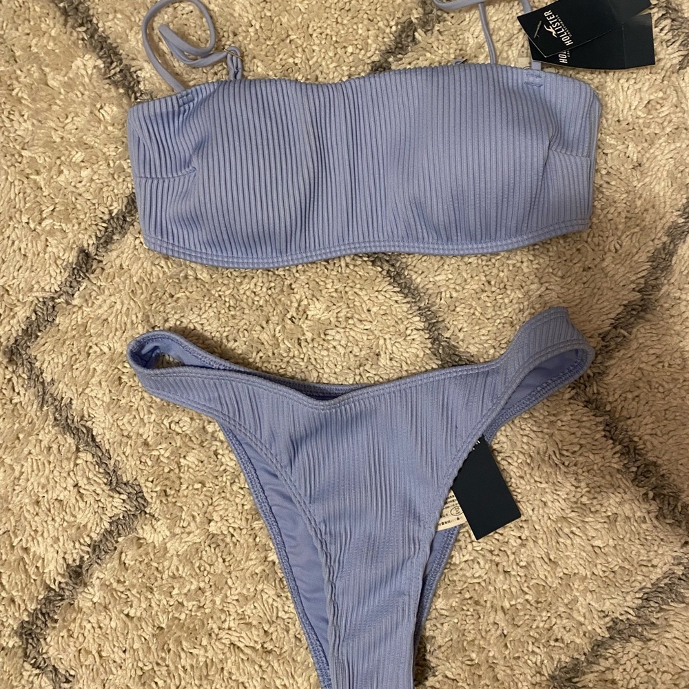 Hollister Ribbed Bandeau Bikini Set size Small